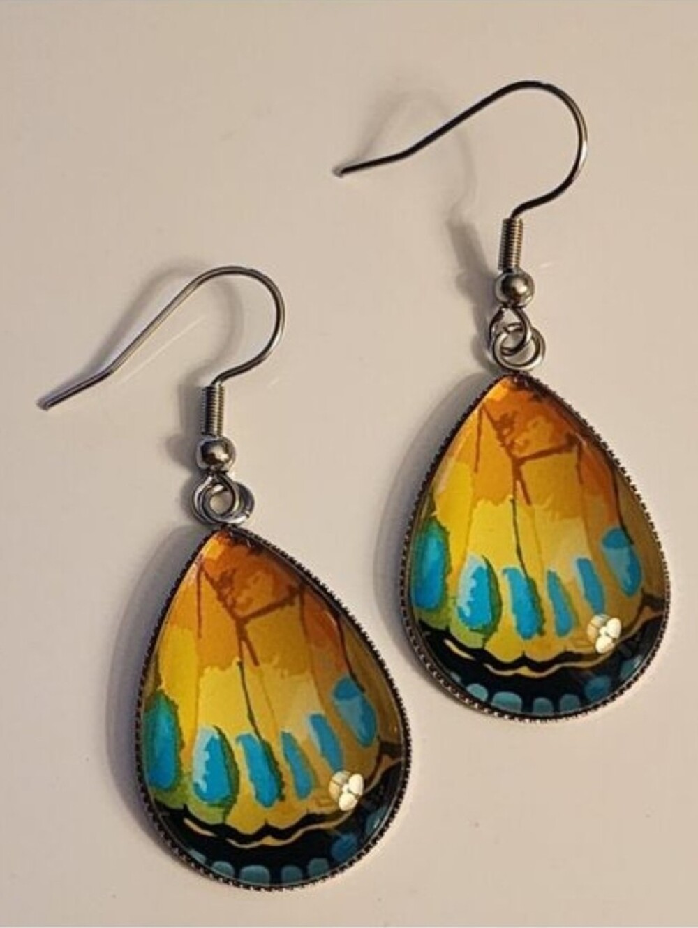 Monarch Butterfly Teardrop multicolor Acrylic Earrings